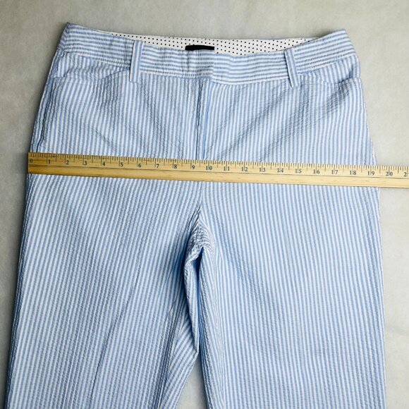 Talbots Womens Blue Striped Seersucker Stretch Perfect Crop Pants Size 10 - Picture 6 of 9